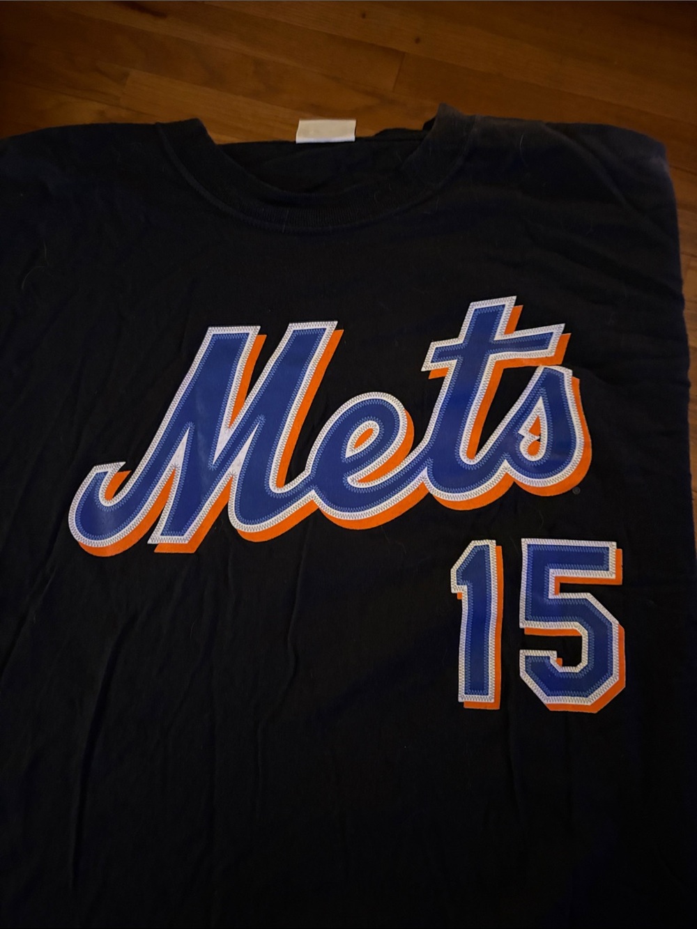 Vintage Men’s Black Mets Graphic Tee with Blue & Orange Logo